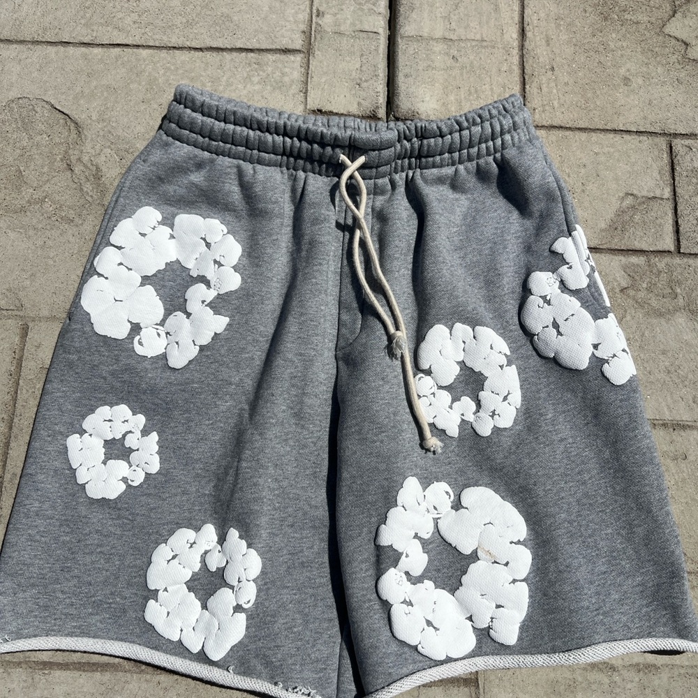 Gray Denim Tear Shorts